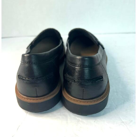 Clarks Raisie Eletta Black Leather/Denim SlipOn Comfort Penny Lug Sole Loafer 9 - Picture 7 of 10